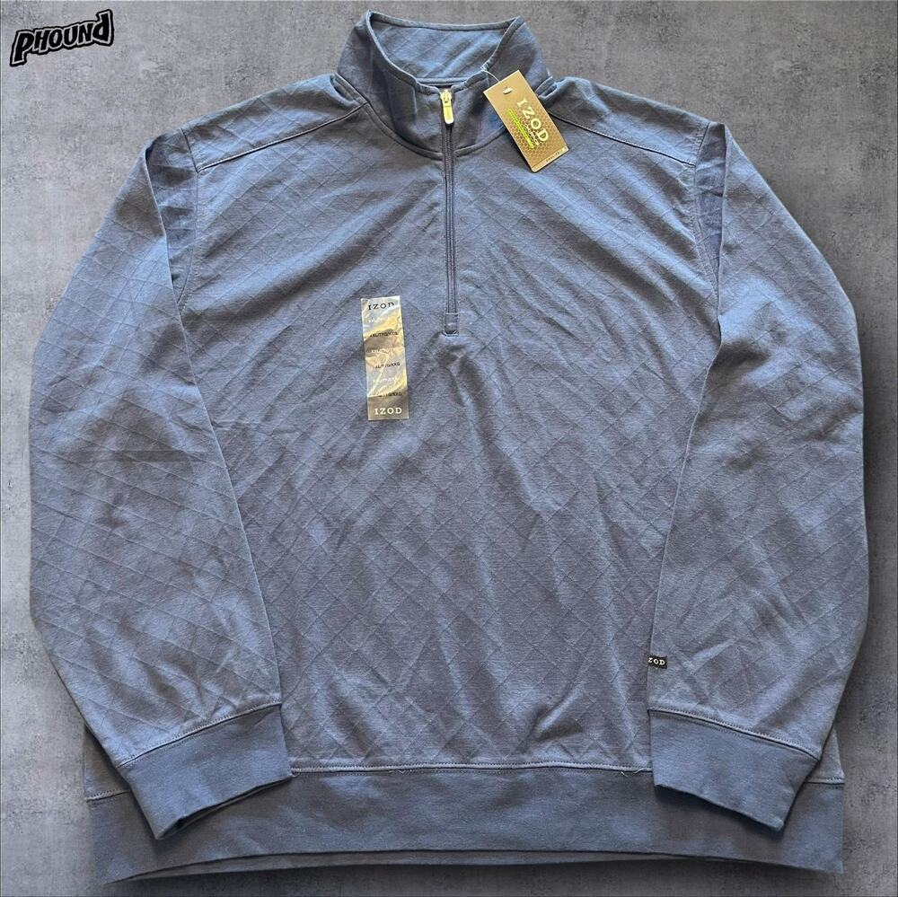 Izod Sweater Mens 2XL Blue Quarter Zip X-treme Function Golf Cool FX Pullover